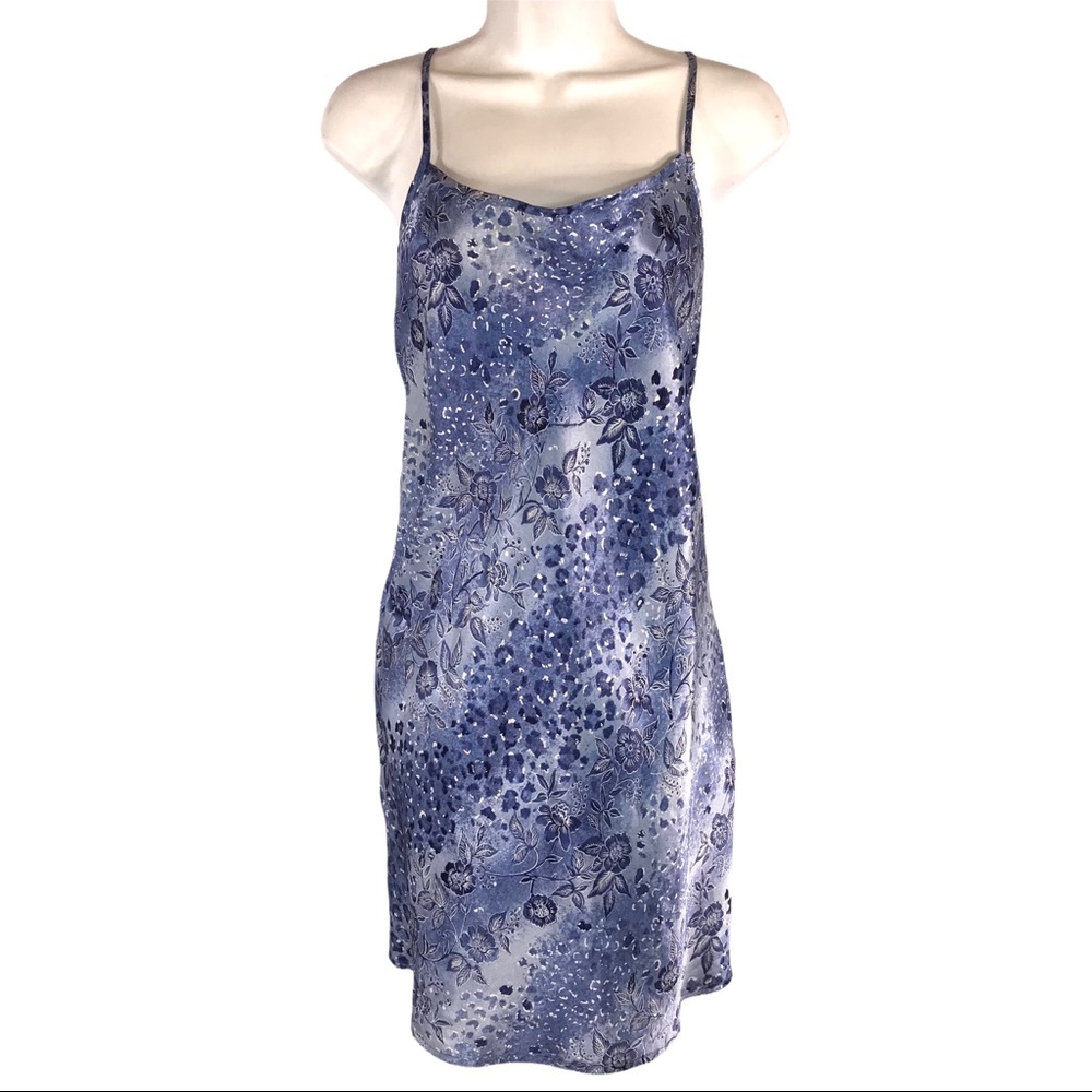 Vintage Blue Floral Cutout Chemise - Picture 1 of 10